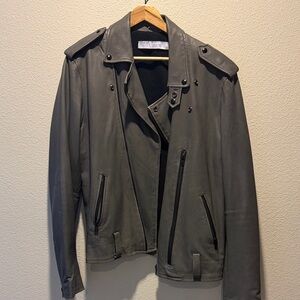 IRO Men's Slate Gray Leather Field Jacket